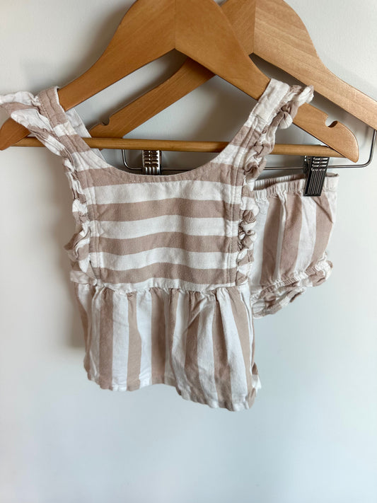 Tan Ruffle Top + Shorties Set / 18m