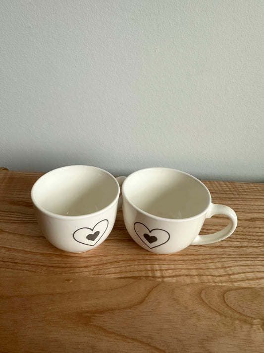 Heart White Tea Cups (No Shipping)