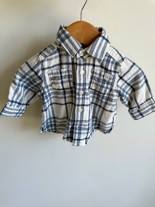 Cream Button Up Long Sleeve Blue Lines / 3m