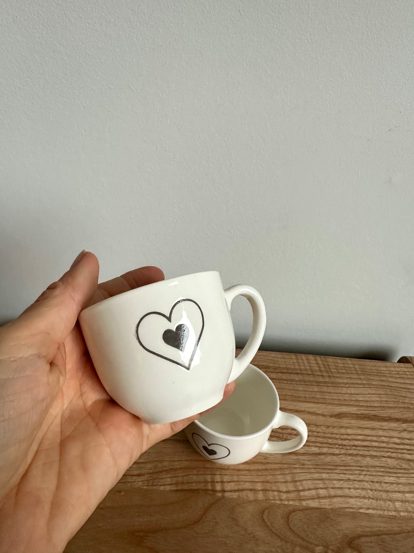 Heart White Tea Cups (No Shipping)
