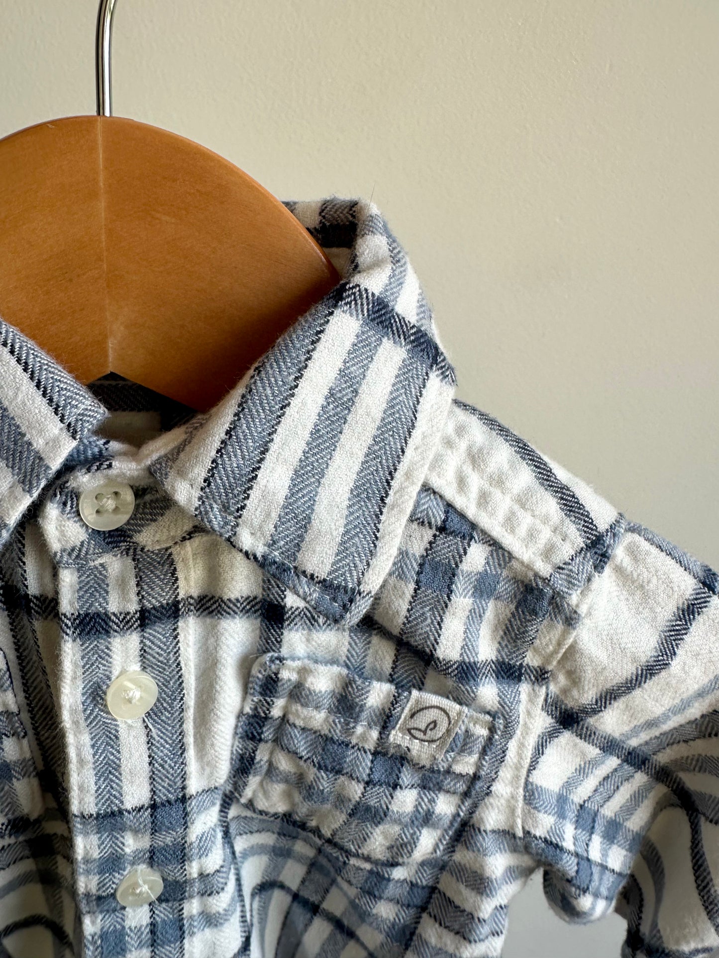 Cream Button Up Long Sleeve Blue Lines / 3m
