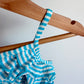 Striped Aqua Ruffle Swim Suit / 12-18m