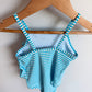 Striped Aqua Ruffle Swim Suit / 12-18m