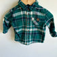 Green Plaid Button Up Top / 3-6m