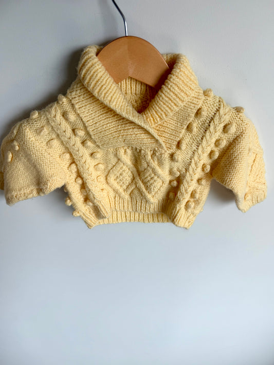 Handmade Yellow Cable Knit Sweater / 3m