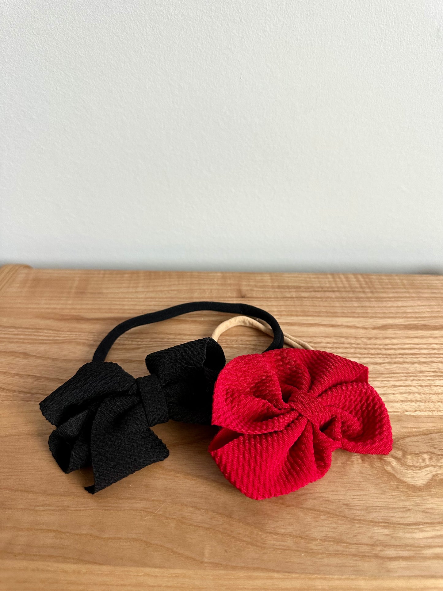Red + Black Nylon Headbands / 6-12m?