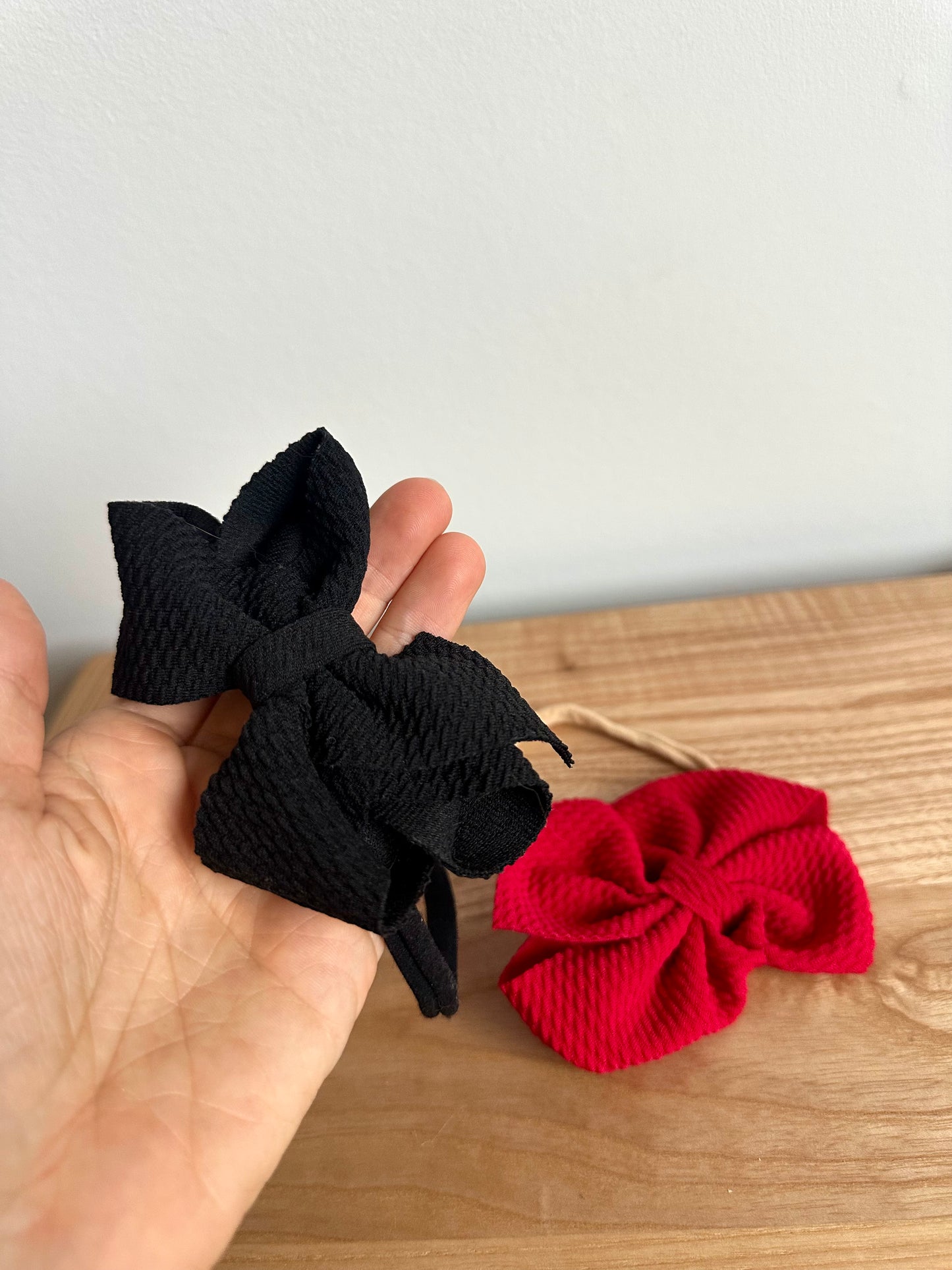 Red + Black Nylon Headbands / 6-12m?