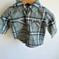 Dusty Green Plaid Button Up Top / 0-3m