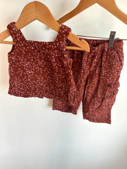 Gap Crimson Petals Tank + Pants Set / 12-18m