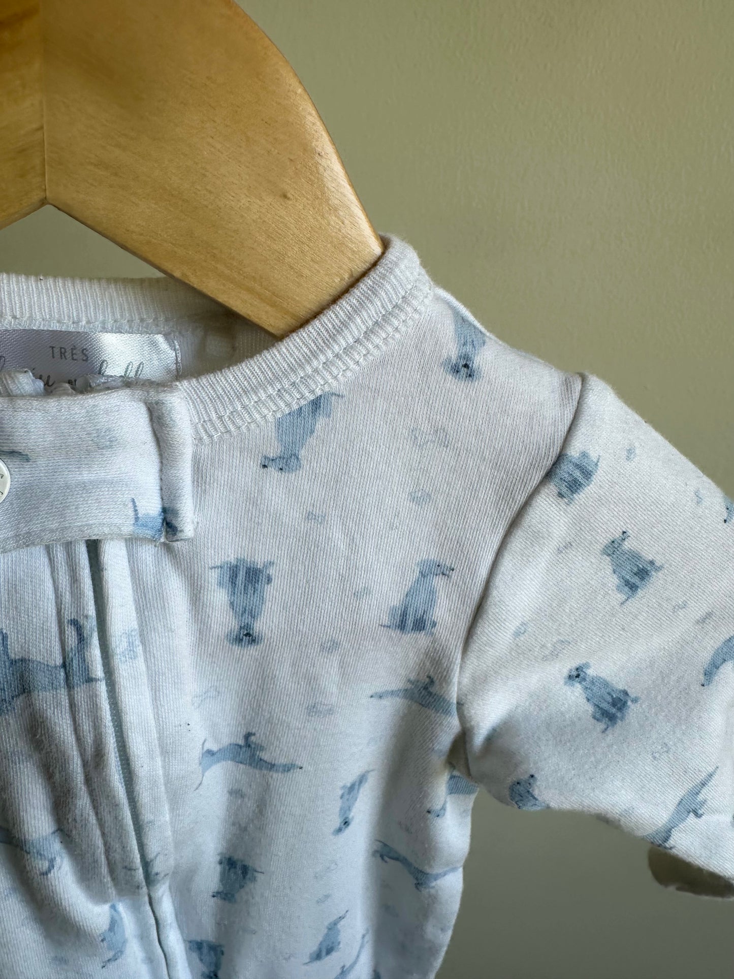 Blue Dog Pattern Sleeper / 3-6m