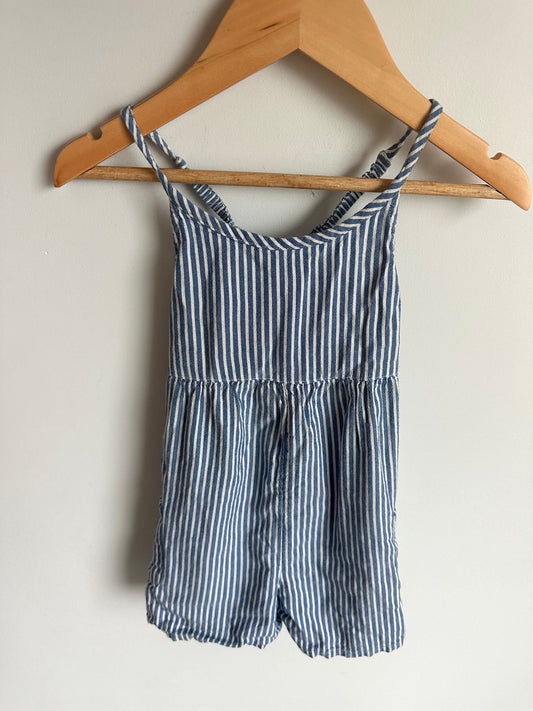 Striped Blue + White Romper / 3T