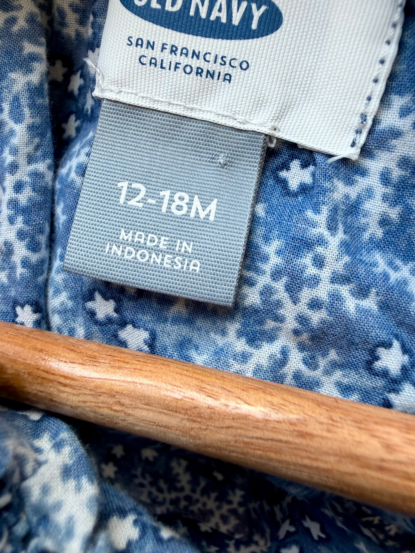 Navy White Shapes Dress / 12-18m