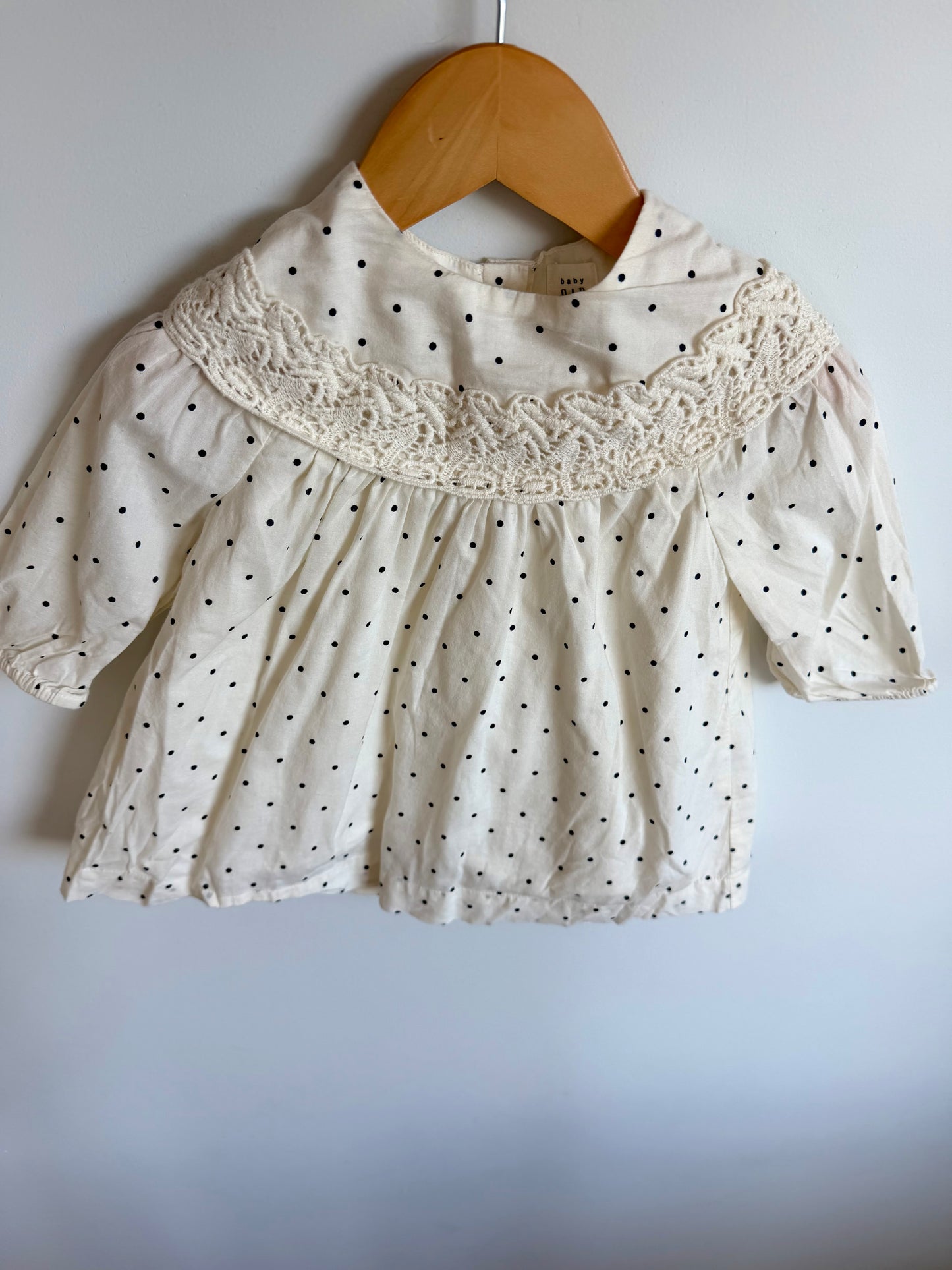 Polka Dot Long Sleeve Lace Dress / 12-18m