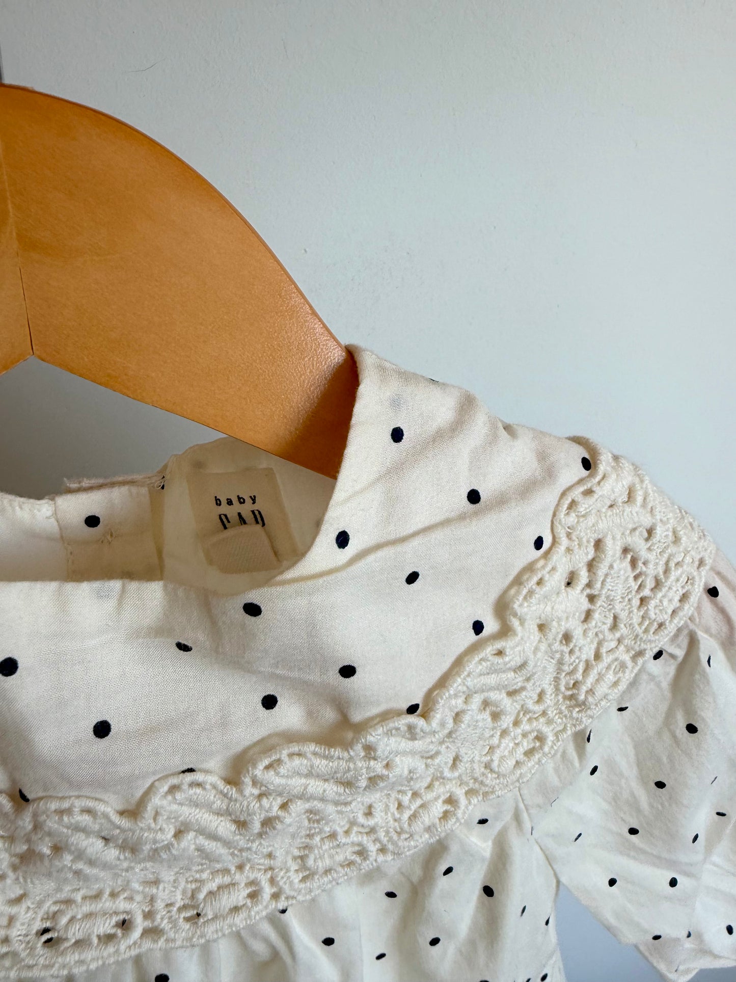 Polka Dot Long Sleeve Lace Dress / 12-18m