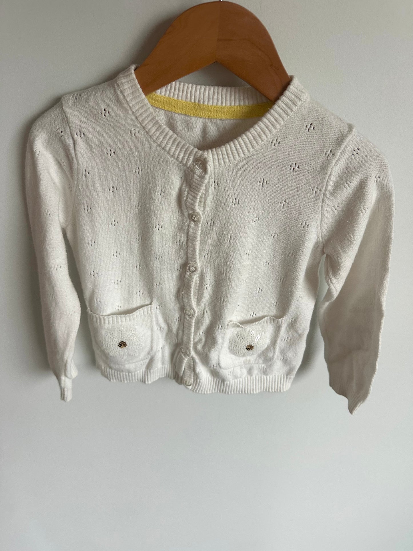 White Eyelet Embroidered Cardigan / 3T