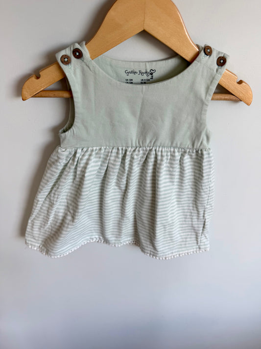 Moss Green Striped Dress / 12m