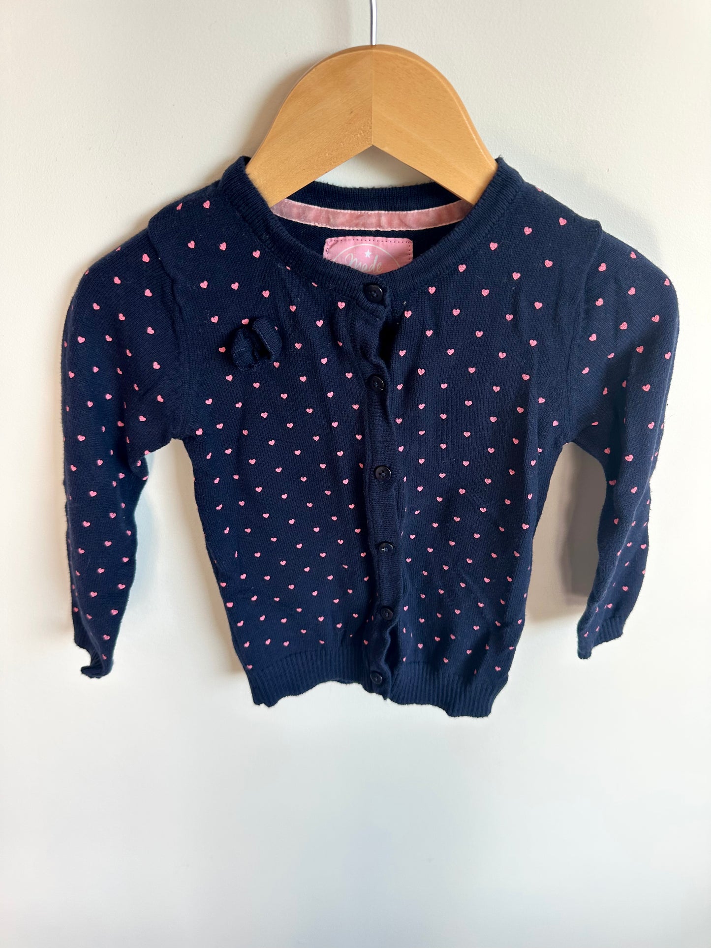 Navy Heart Cardigan / 18-24m