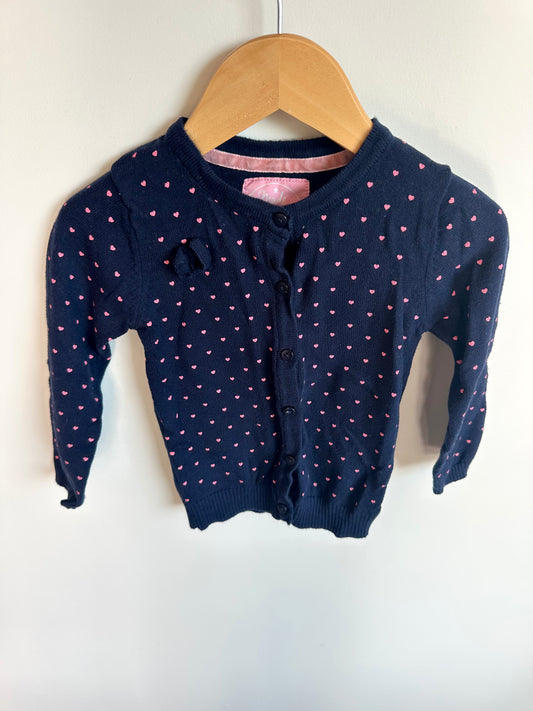 Navy Heart Cardigan / 18-24m