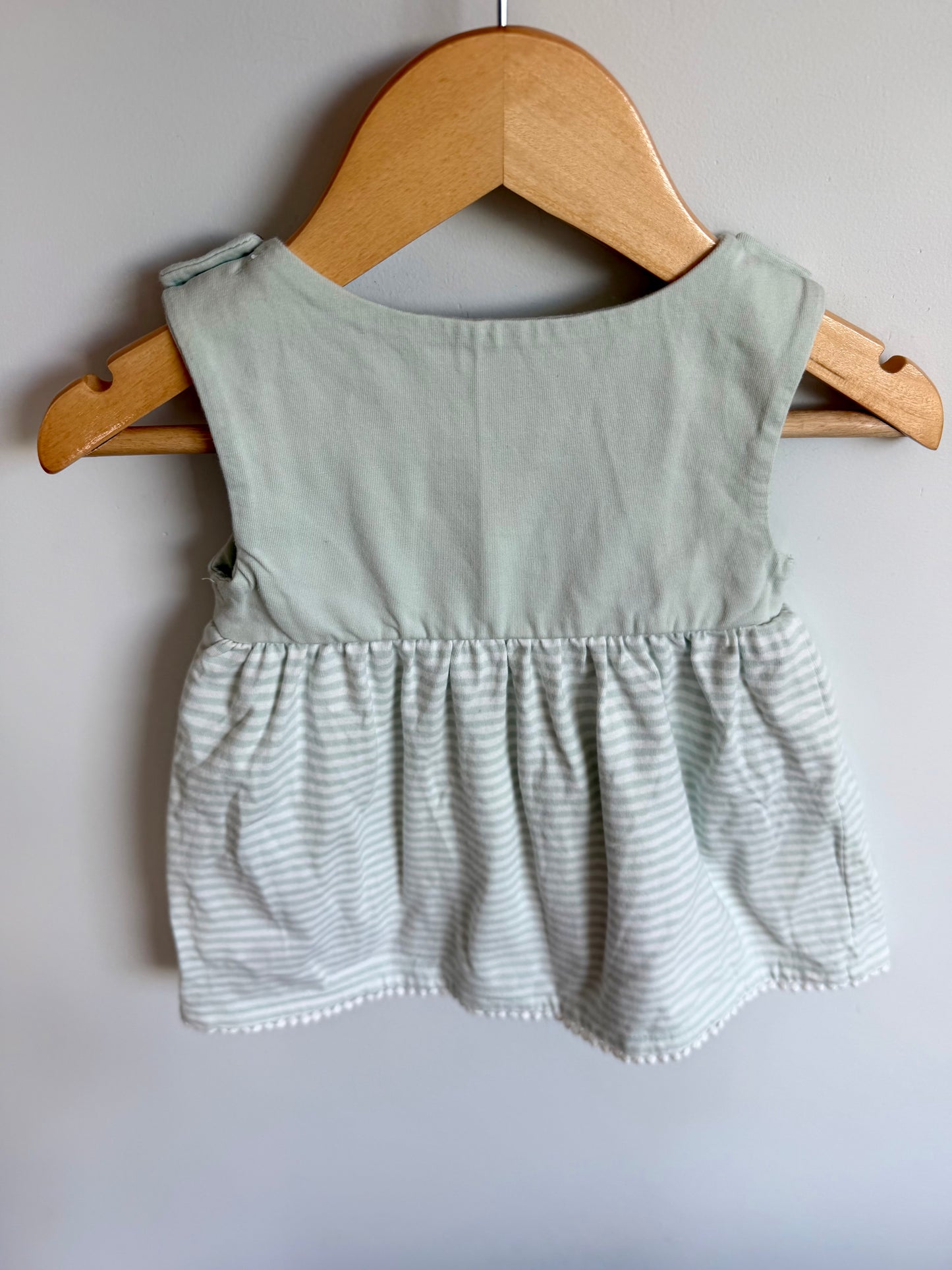 Moss Green Striped Dress / 12m