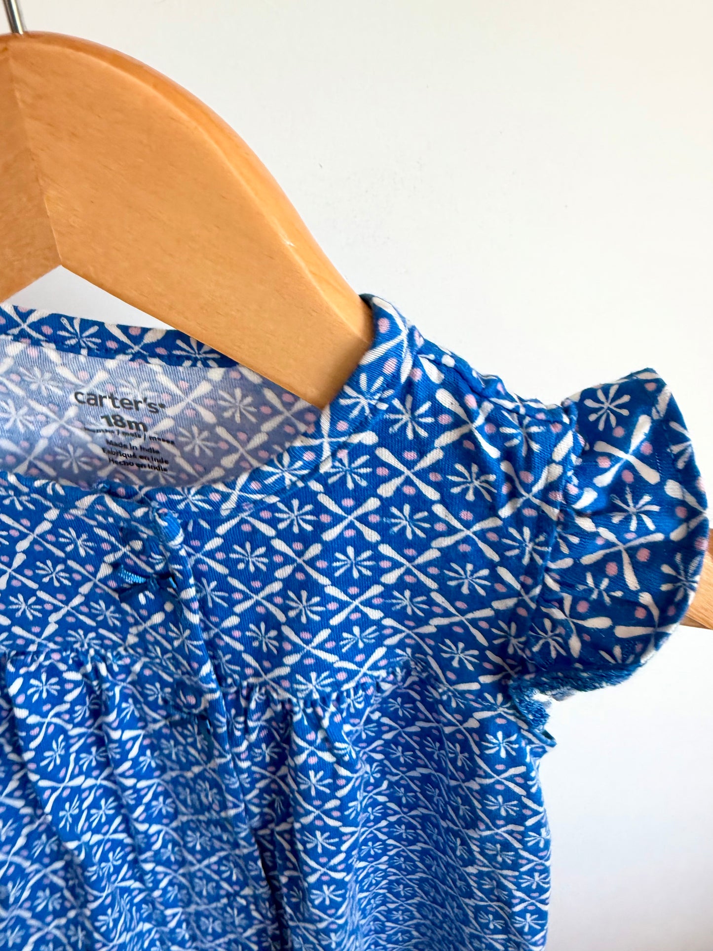 Cobalt Floral Shapes Romper / 18m