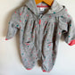 Dotted Grey Hood Jumpsuit / 6-12m