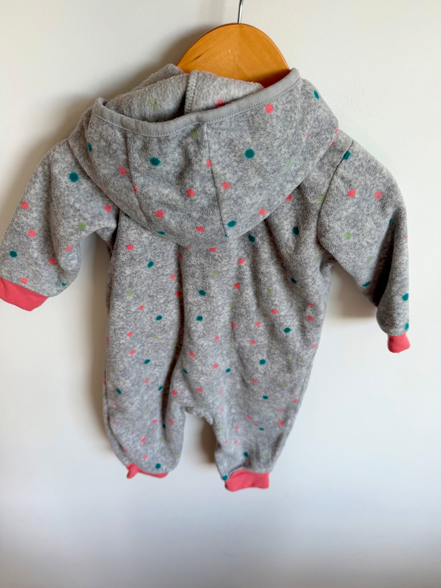 Dotted Grey Hood Jumpsuit / 6-12m