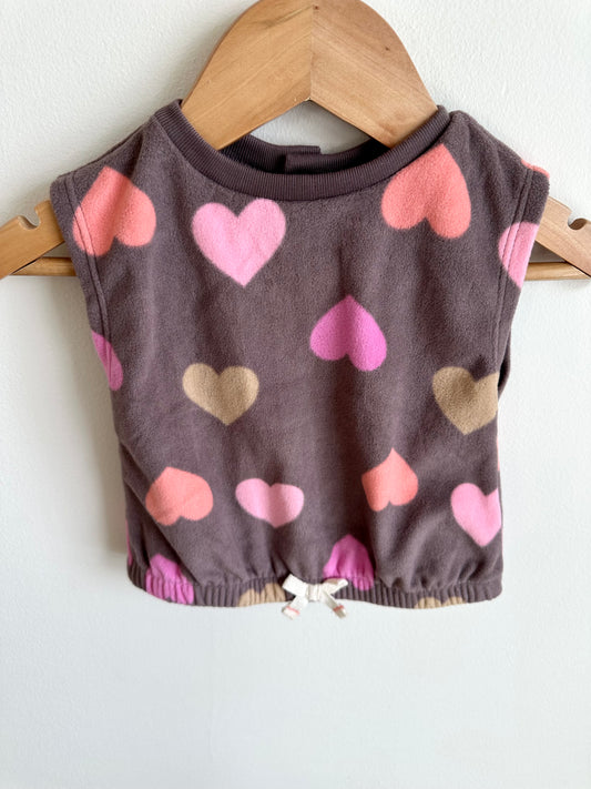 Brown Hearts Fleece Top / 6m