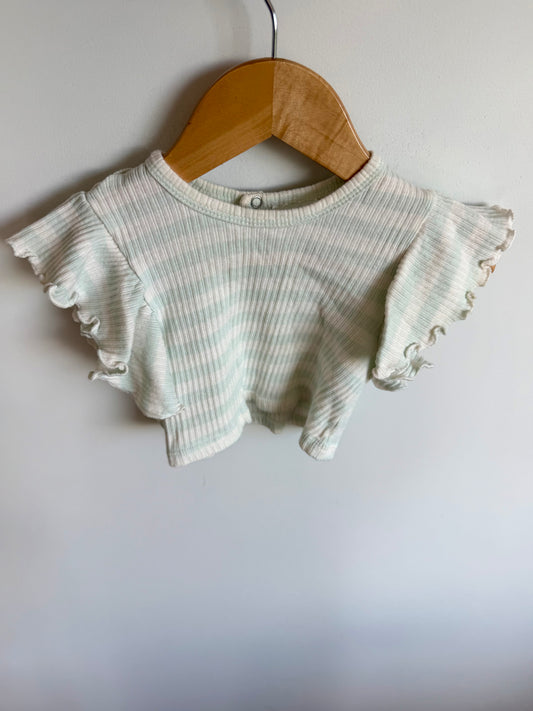 Ruffle Sleeve Striped Cropped Top / 24m