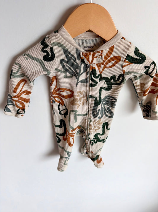 Newborn Tan Waffle Knit Dino Sleeper / 0m