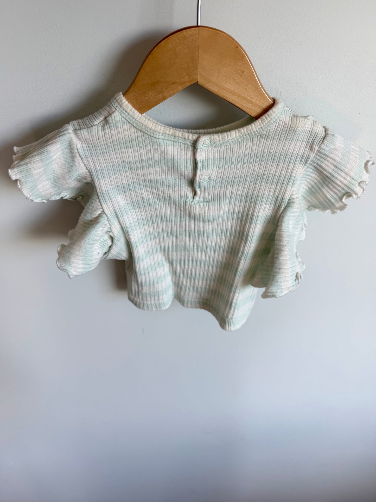 Ruffle Sleeve Striped Cropped Top / 24m