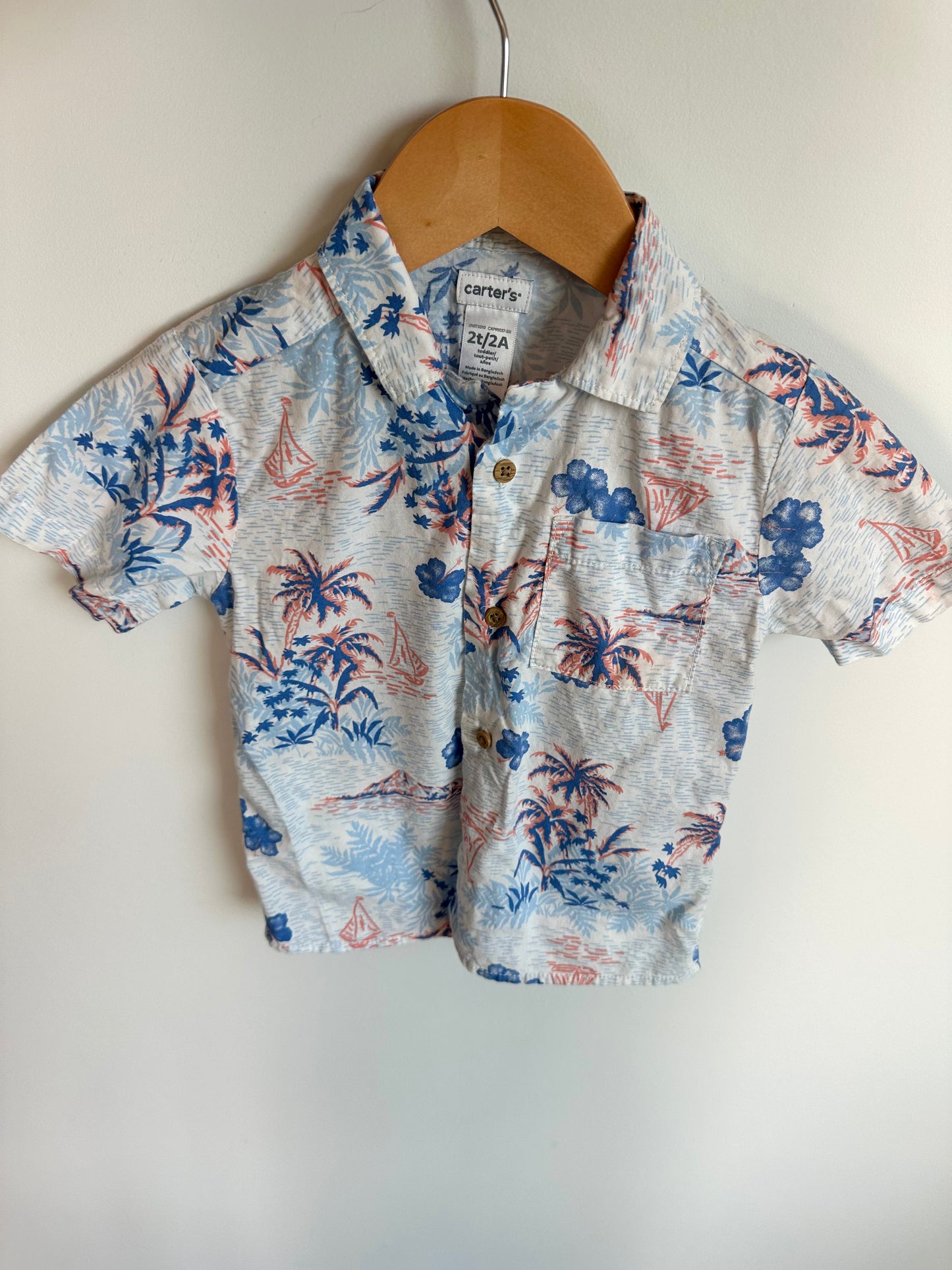Palm Button Up Dress T-shirt / 2T