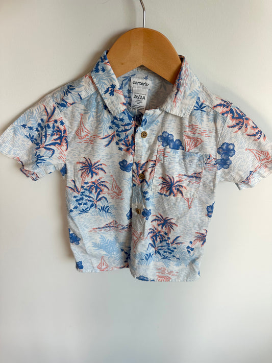 Palm Button Up Dress T-shirt / 2T