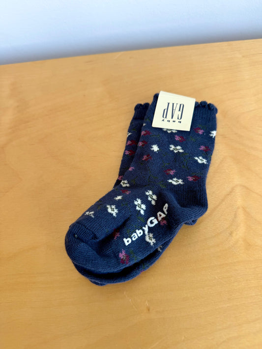 Gap Floral Indigo Socks (With Tags) / 12-24m
