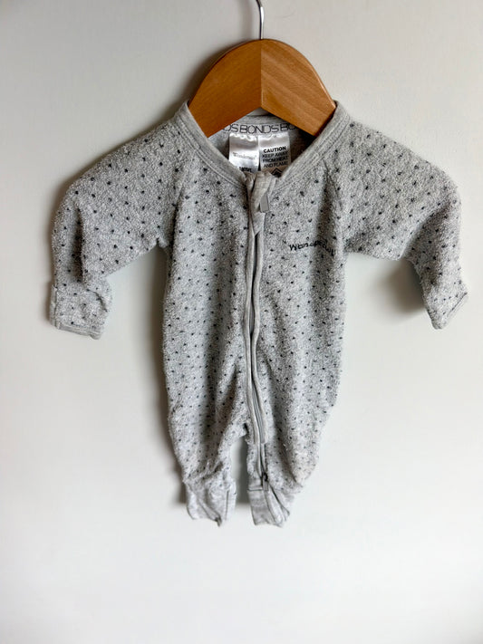 Bonds Grey Fuzzy Wondersuit Sleeper / 0-3m (Size 000)