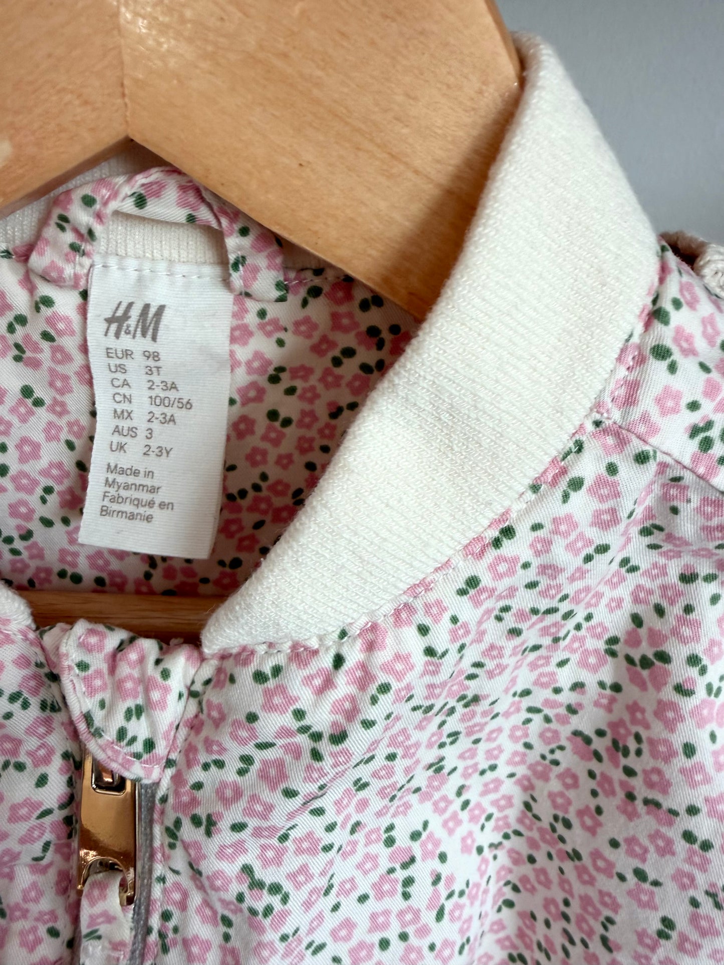 H&M Floral Zipper Coat / 2-3T