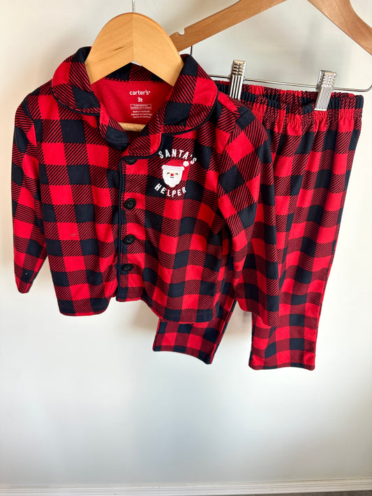 Santa's Helper PJ Top + Bottoms Set / 3T