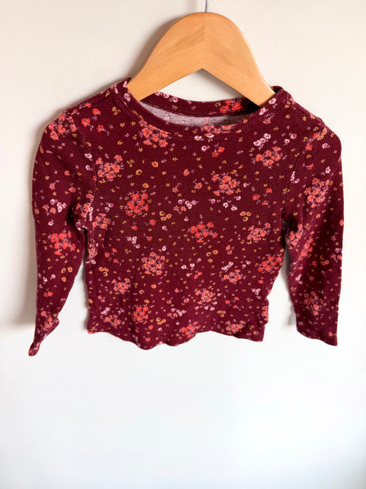 Maroon Floral Long Sleeve Top / 3T