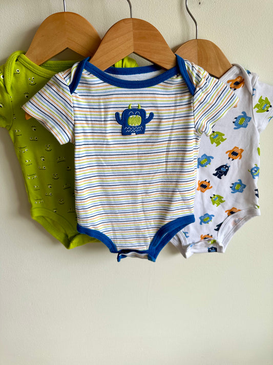 Set of 3 Monster Bodysuits / 12m