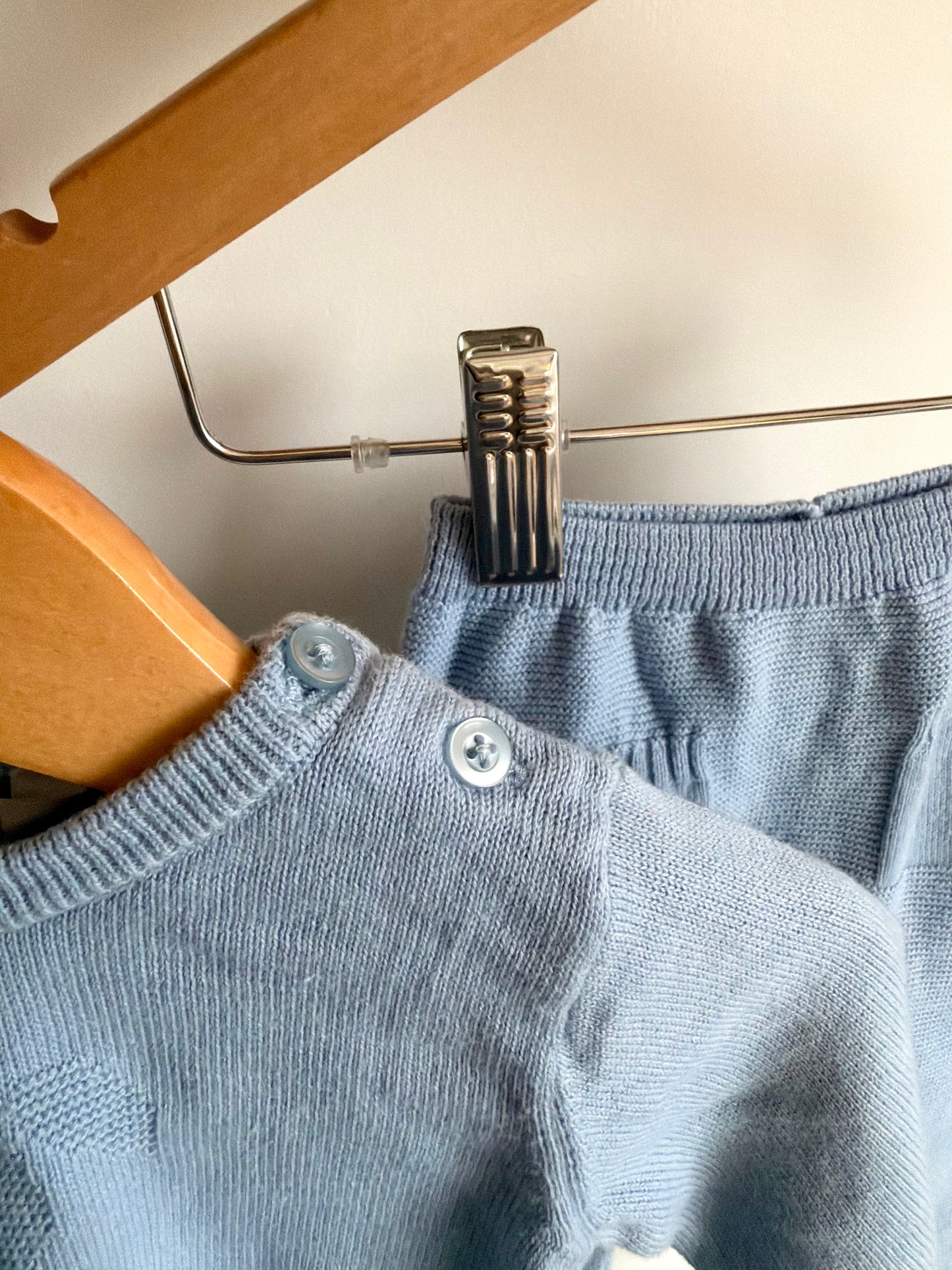 Mayoral Blue Knit Sweater + Footed Pants Set / 4-6m