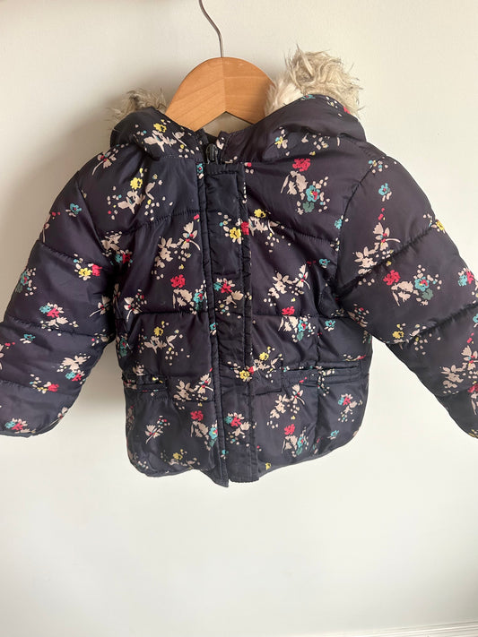 Floral Jacket with Furry Hood (PLAY) / 18-24m