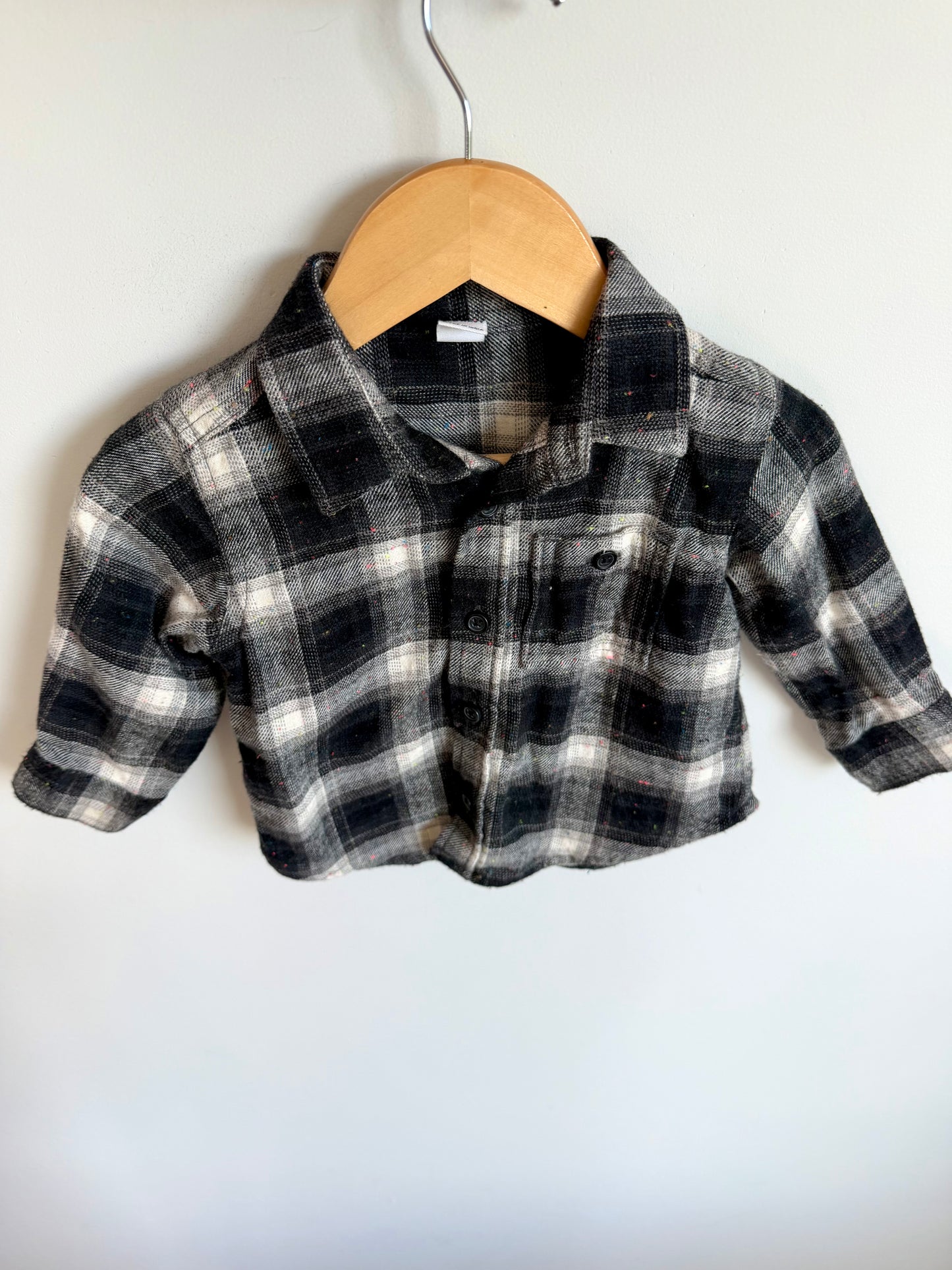 Grey Speckled Button Up / 12-18m