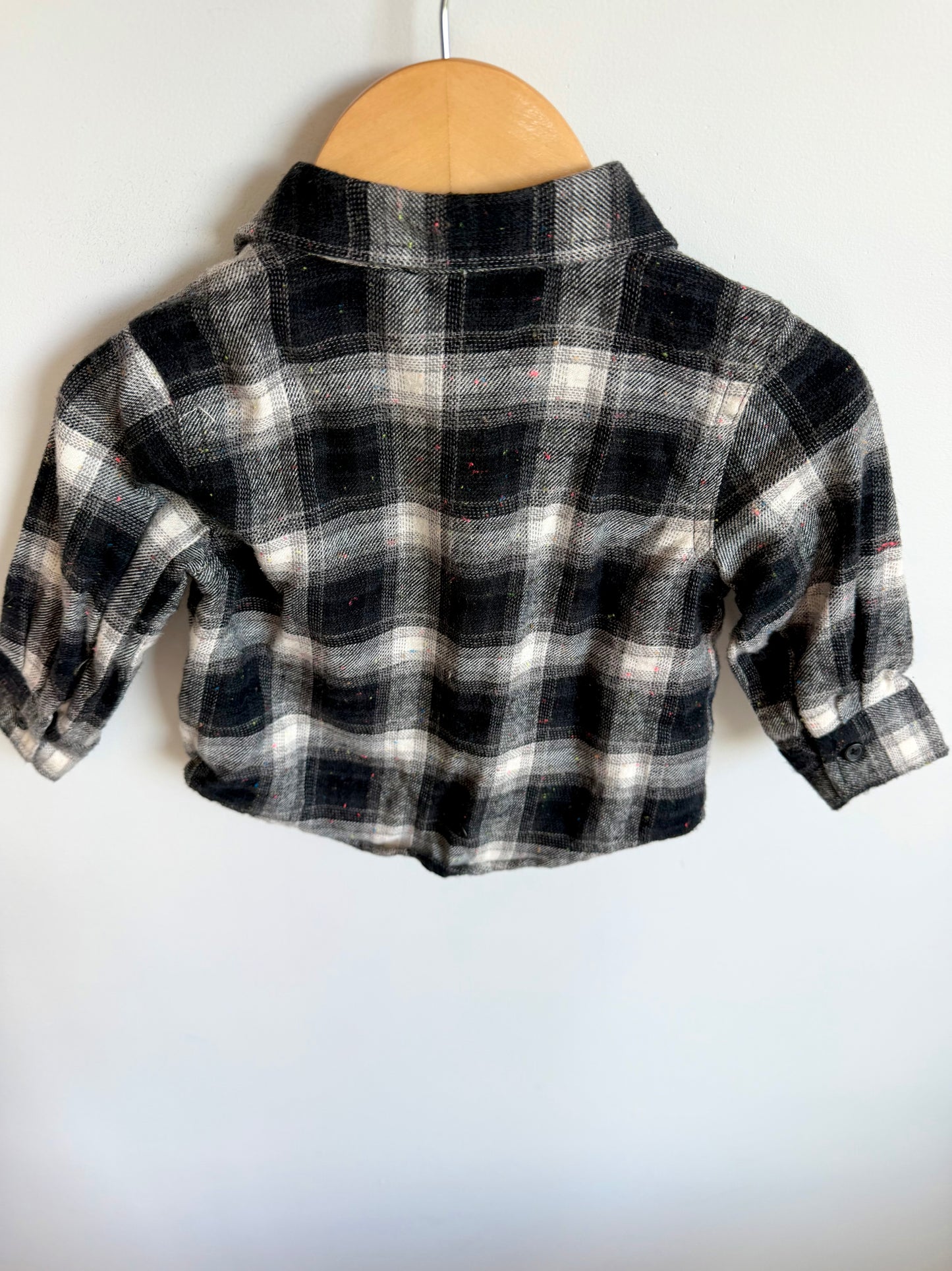 Grey Speckled Button Up / 12-18m