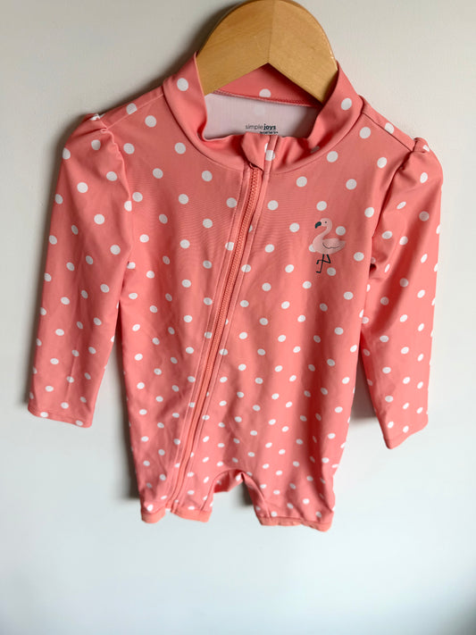 Flamingo Polka Dot Swimsuit / 3T