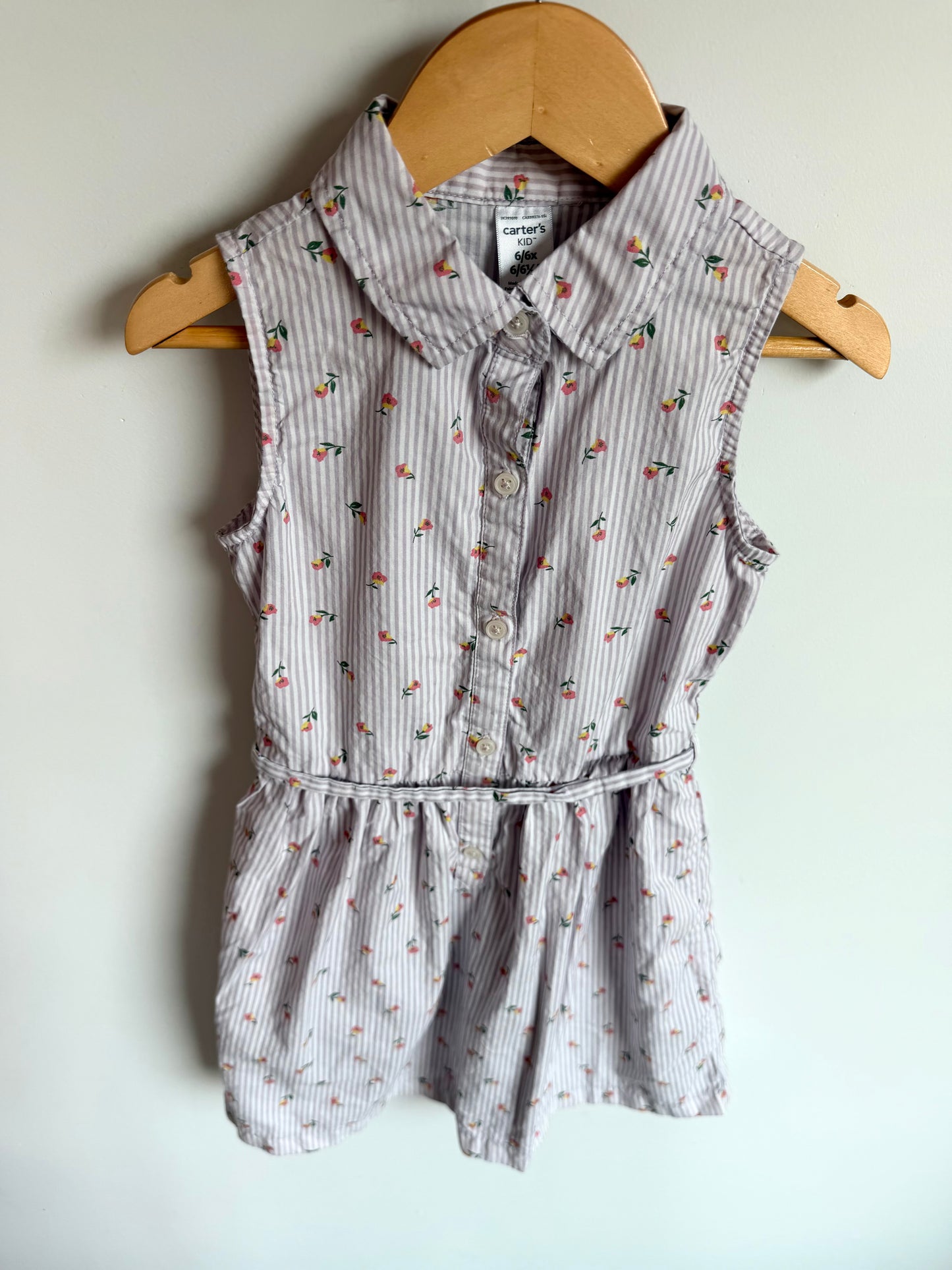 Collared Floral Striped Dress / 6 years