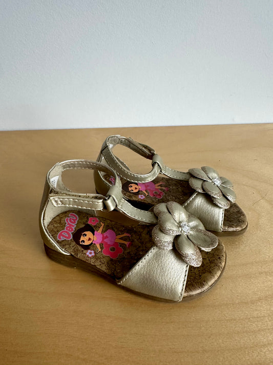 Flower Gold Shiny Sandals / Size 5 Toddler