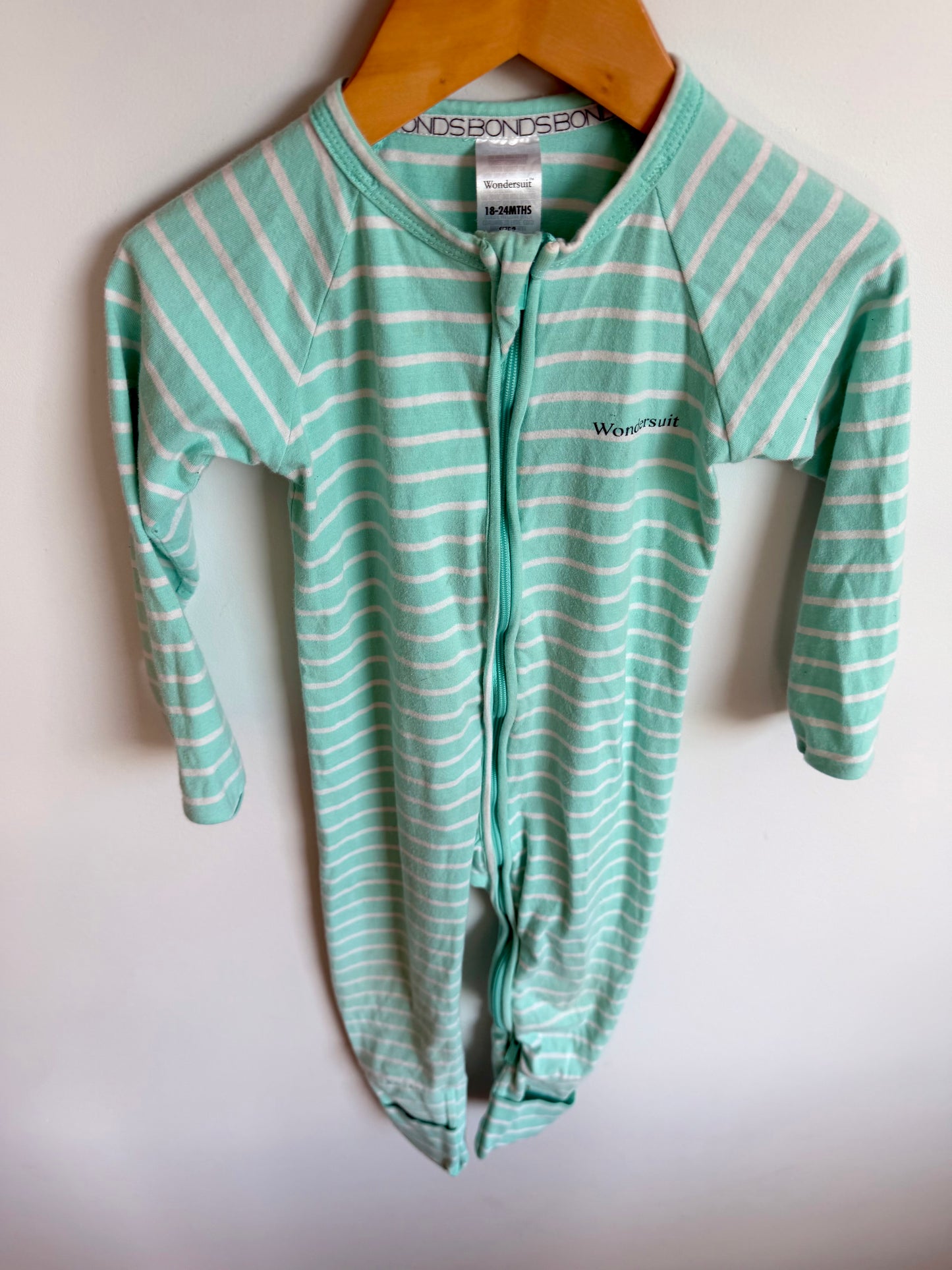 Bonds Teal Striped Wondersuit (PLAY) / 18-24m