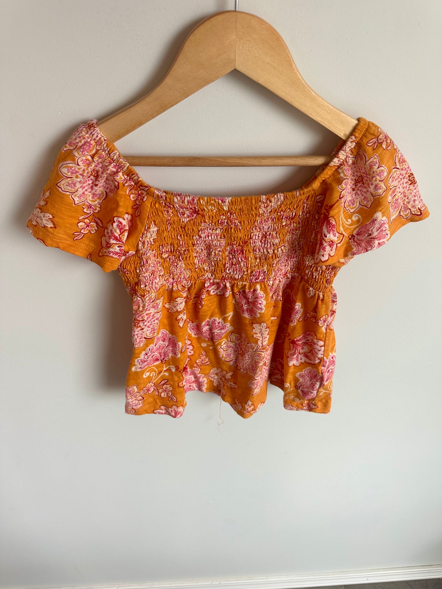 Orange Rushing Floral Top / 6-7 years (sm)