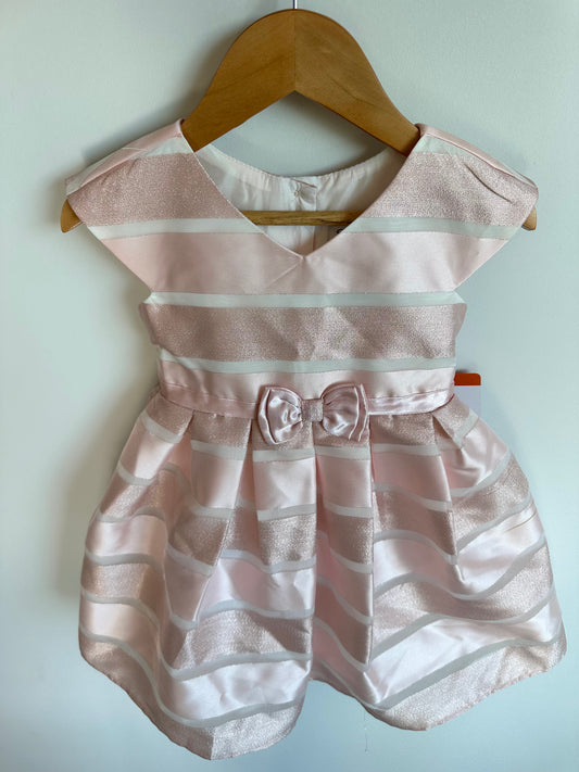 Pink Stripe Bow Dress (With Tags)  / 2T
