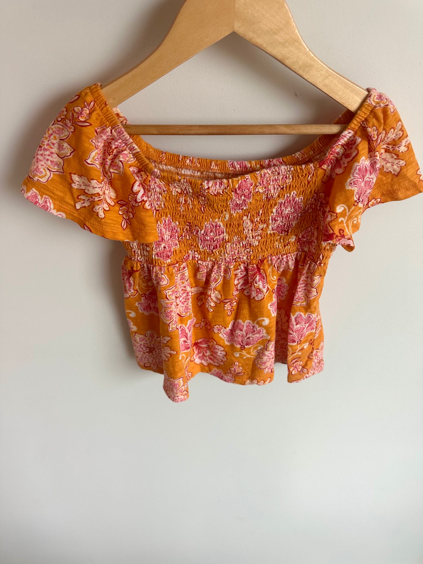 Orange Rushing Floral Top / 6-7 years (sm)