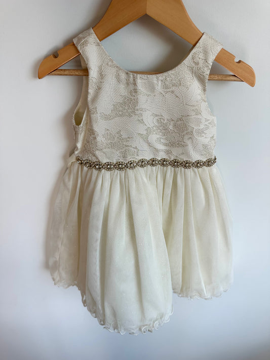 Cream Sparkly Dress / 2T